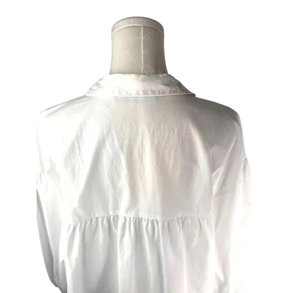 2/$30 ZARA White Poplin XS Cotton Dolman Long Puffy Sleeve 3 Button-Up Shirt